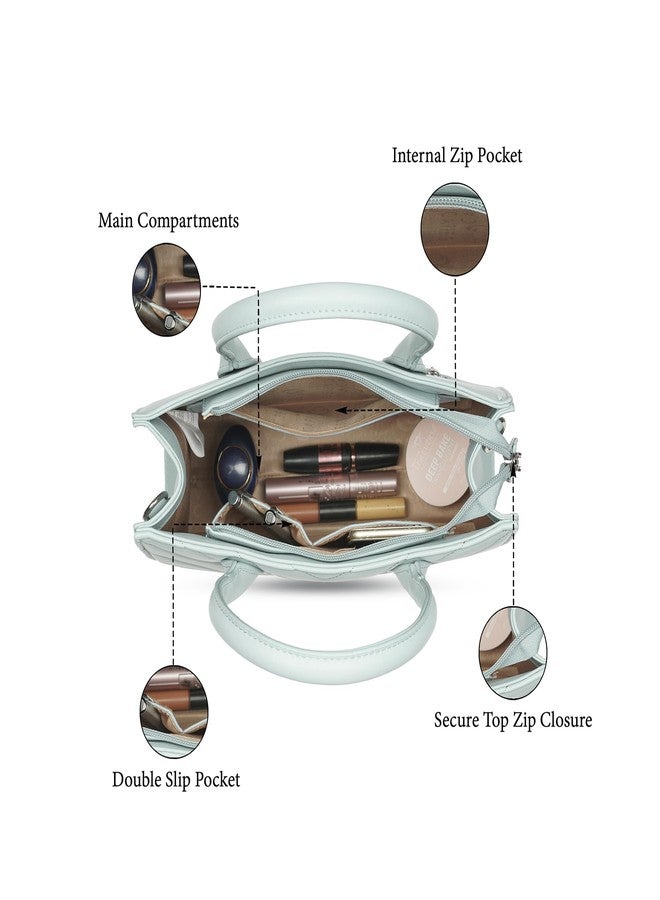 كابريس حقيبة كابريس ريكو متوسطة الحجم للنساء بحزام قابل للتعديل والفصل | حقيبة متعددة الاستخدامات للكتف، والحمل على الكتف، والحمل باليد للعمل، والسفر، والاستخدام اليومي مع جيوب متعددة (أزرق فاتح) - Image 4